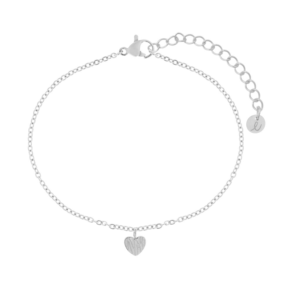 Bracelet textured heart silver