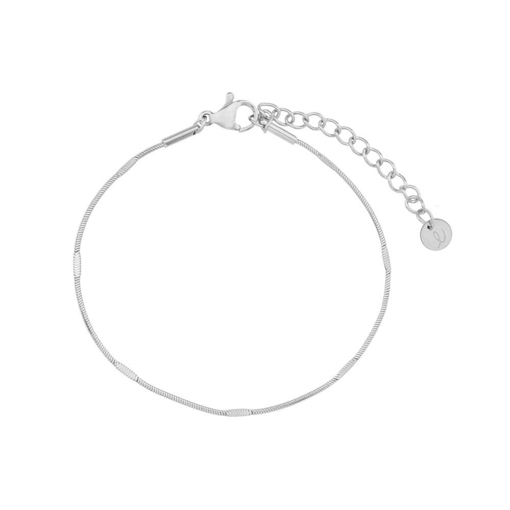 Bracelet basic flat with tubes silver