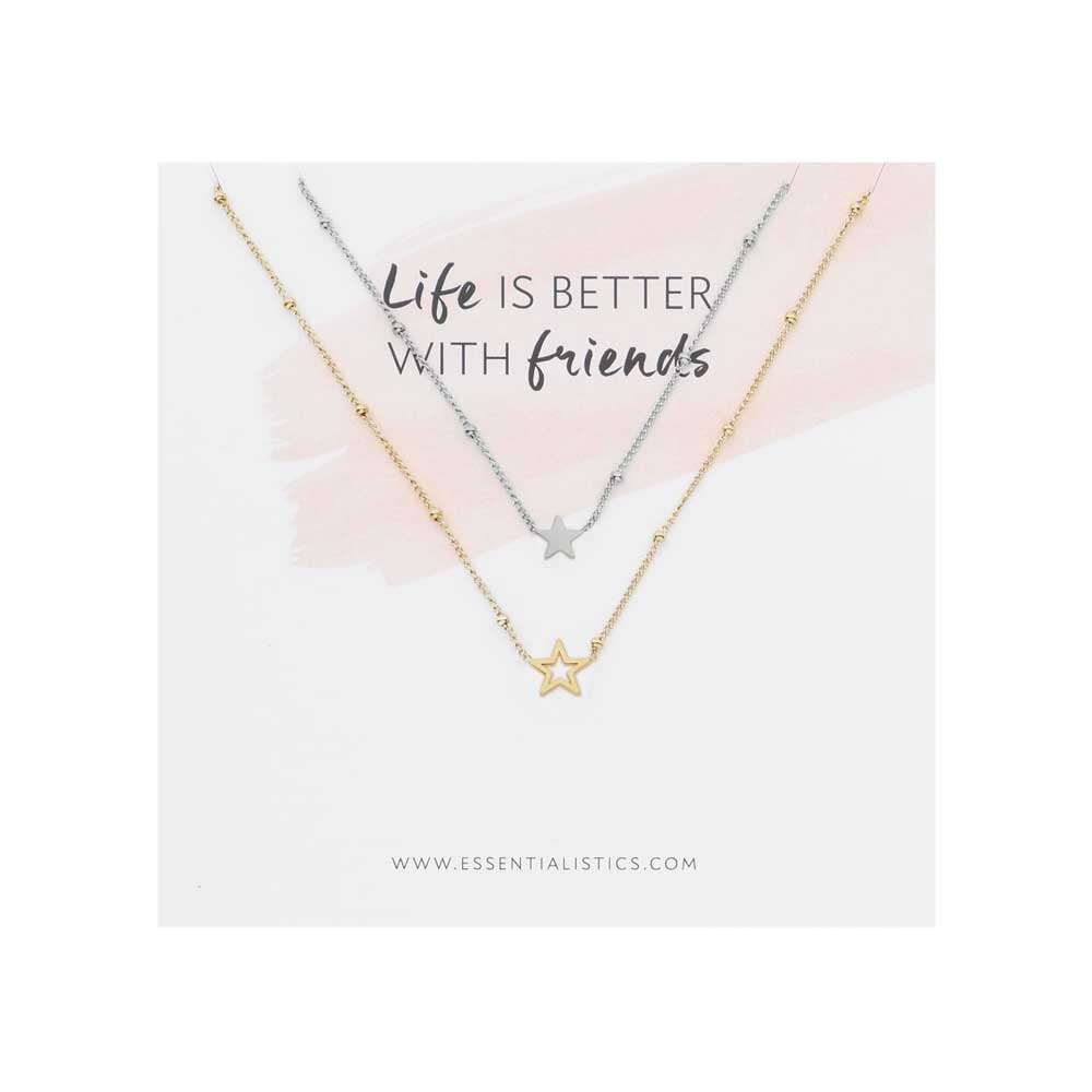 Necklace set share - friends - stars - silver and gold