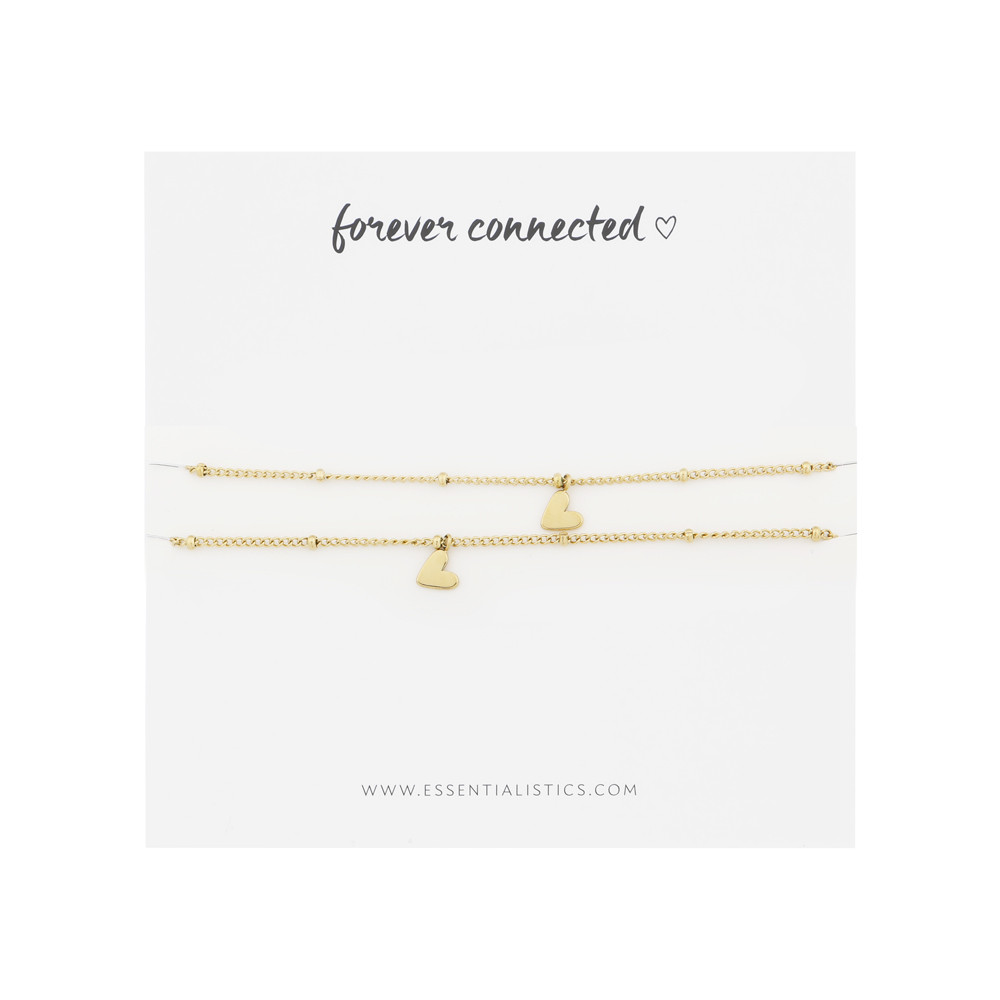 Bracelet set share - forever connected - tilted heart - gold