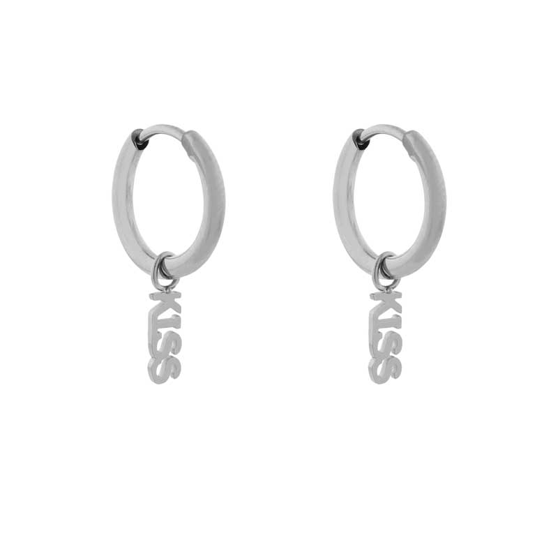 Earrings small with pendant kiss silver