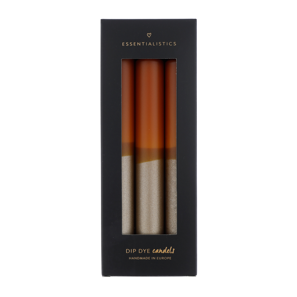 Dip dye dinerkaars 3 stuks bruin/goud Dip dye dinerkaars 3 stuks bruin/goud