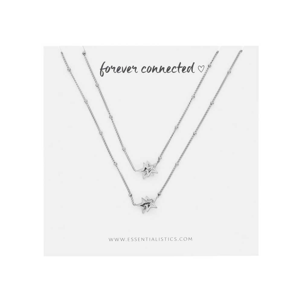 Necklace set share - forever connected - stars - silver