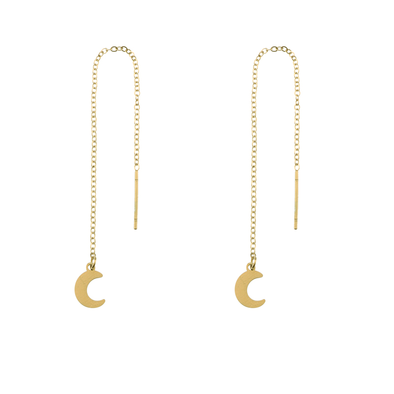Threader earrings moon gold