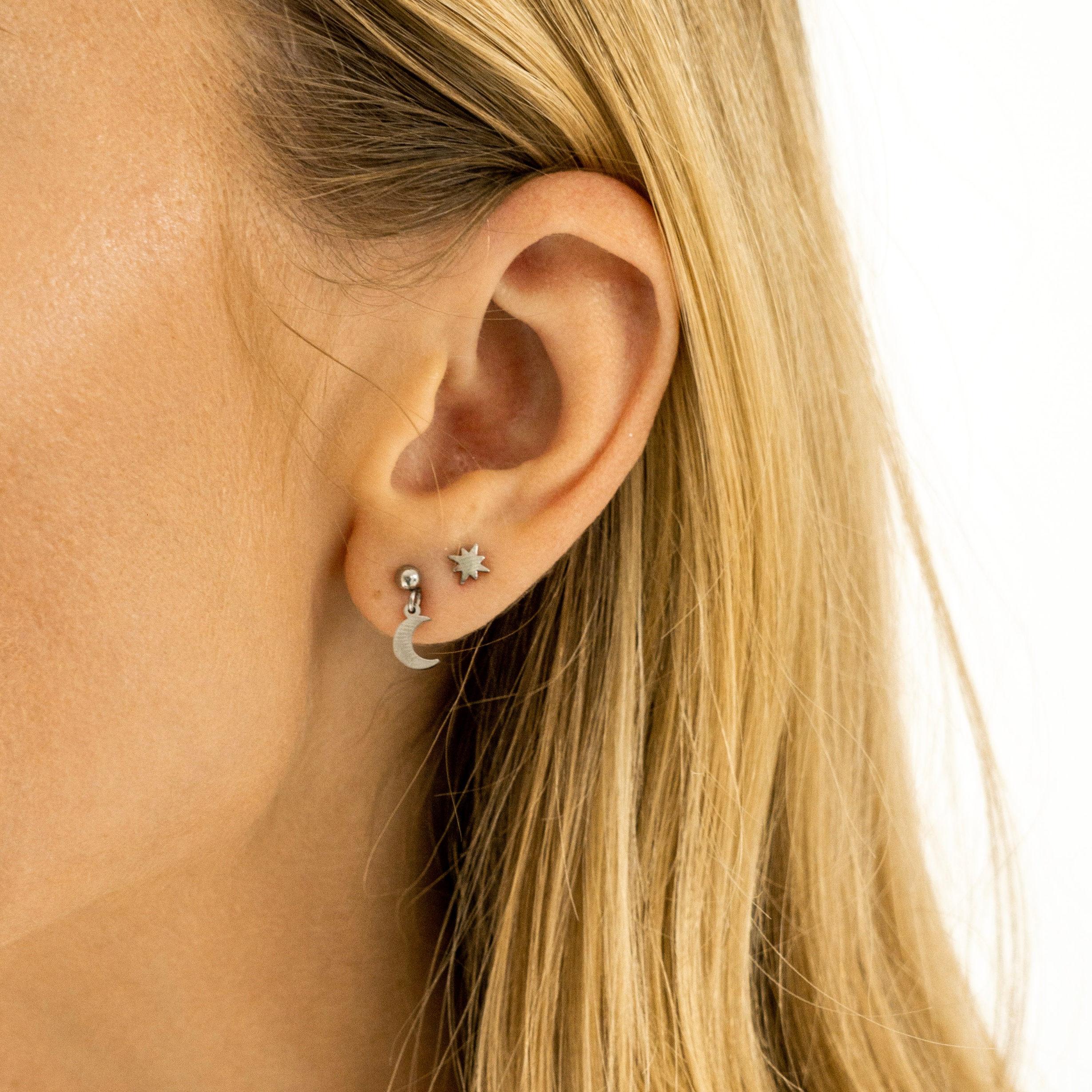 Stud earrings with charm moon