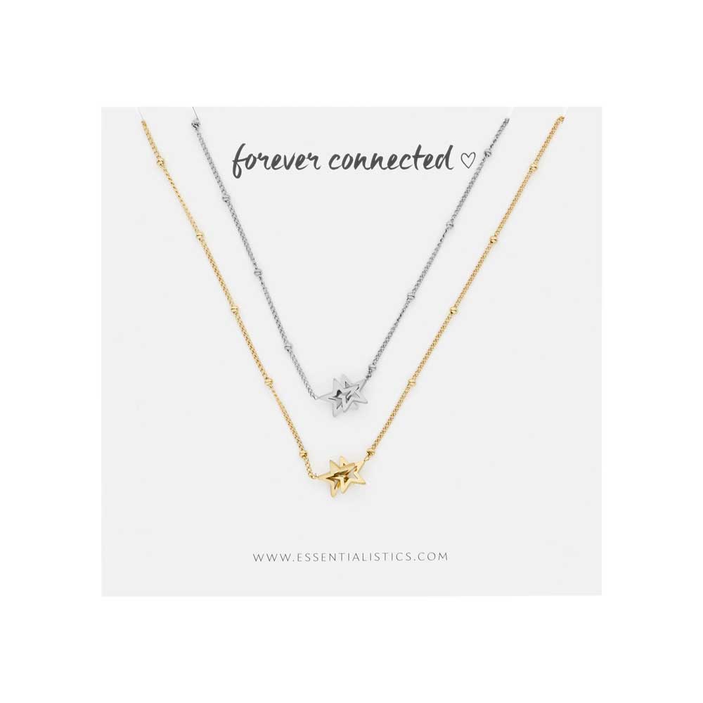 Necklace set share - forever connected - stars - silver and gold