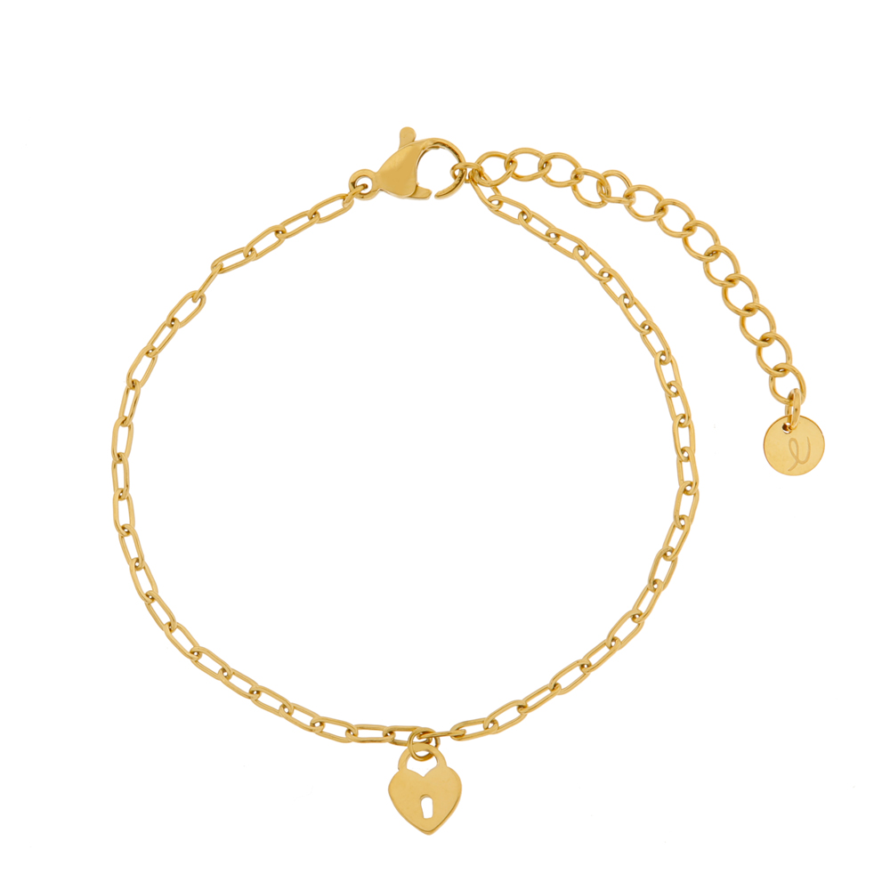 Bracelet charm lock gold