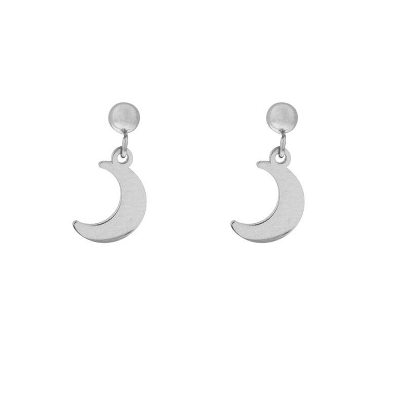 Stud earrings with charm moon silver