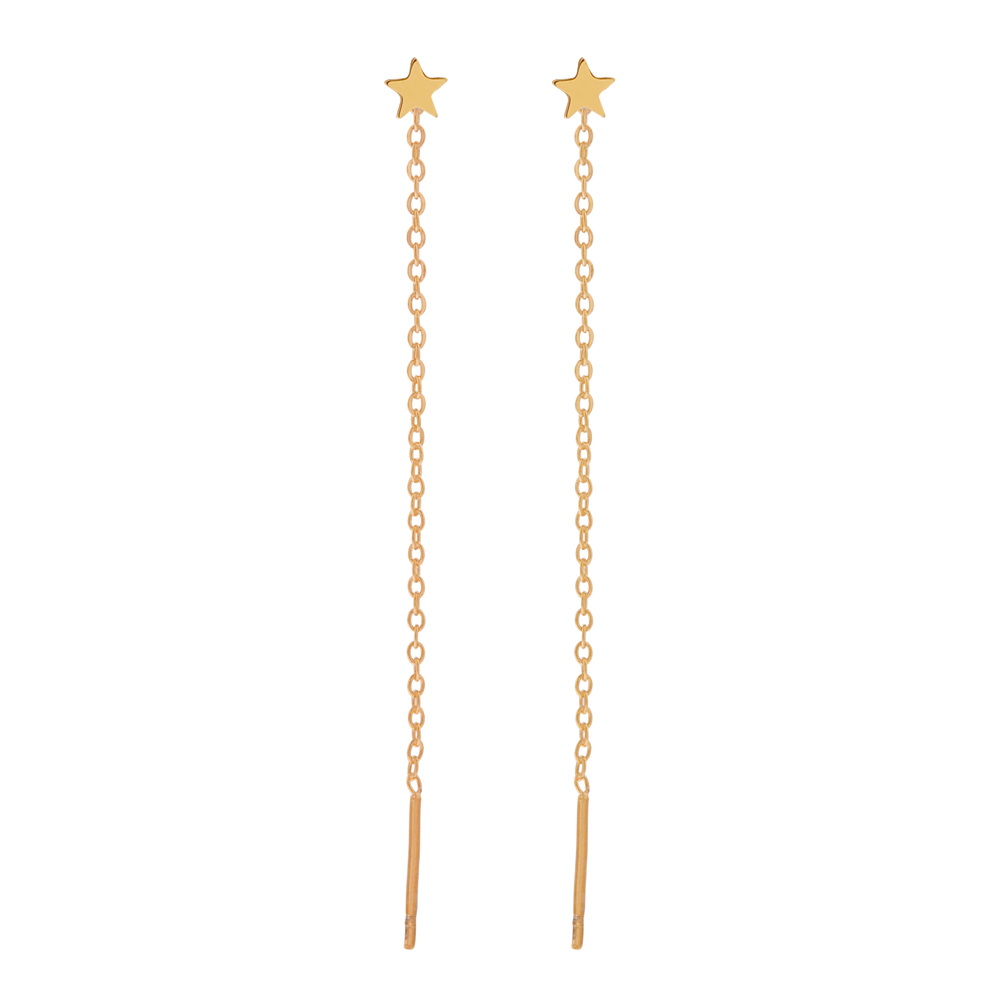 Stud threader earrings star gold