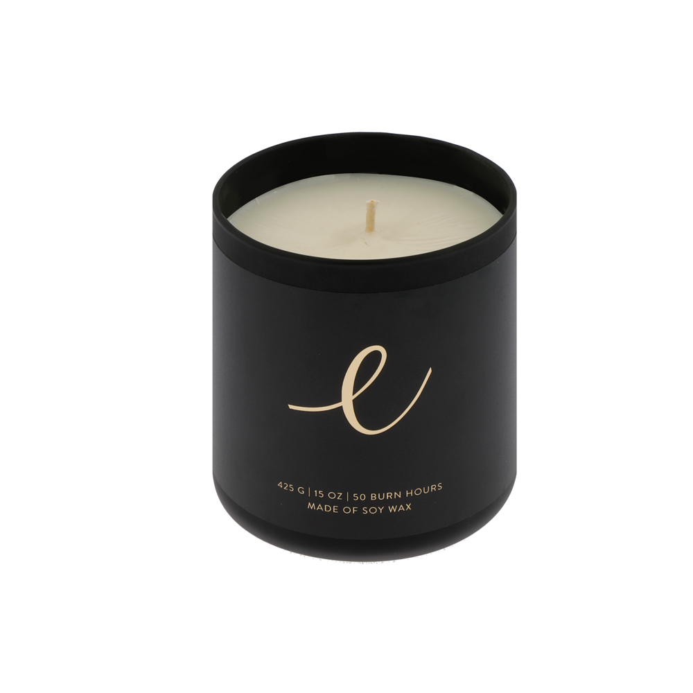 Geurkaars met sieraad zwart potje groot Geurkaars met sieraad zwart potje groot