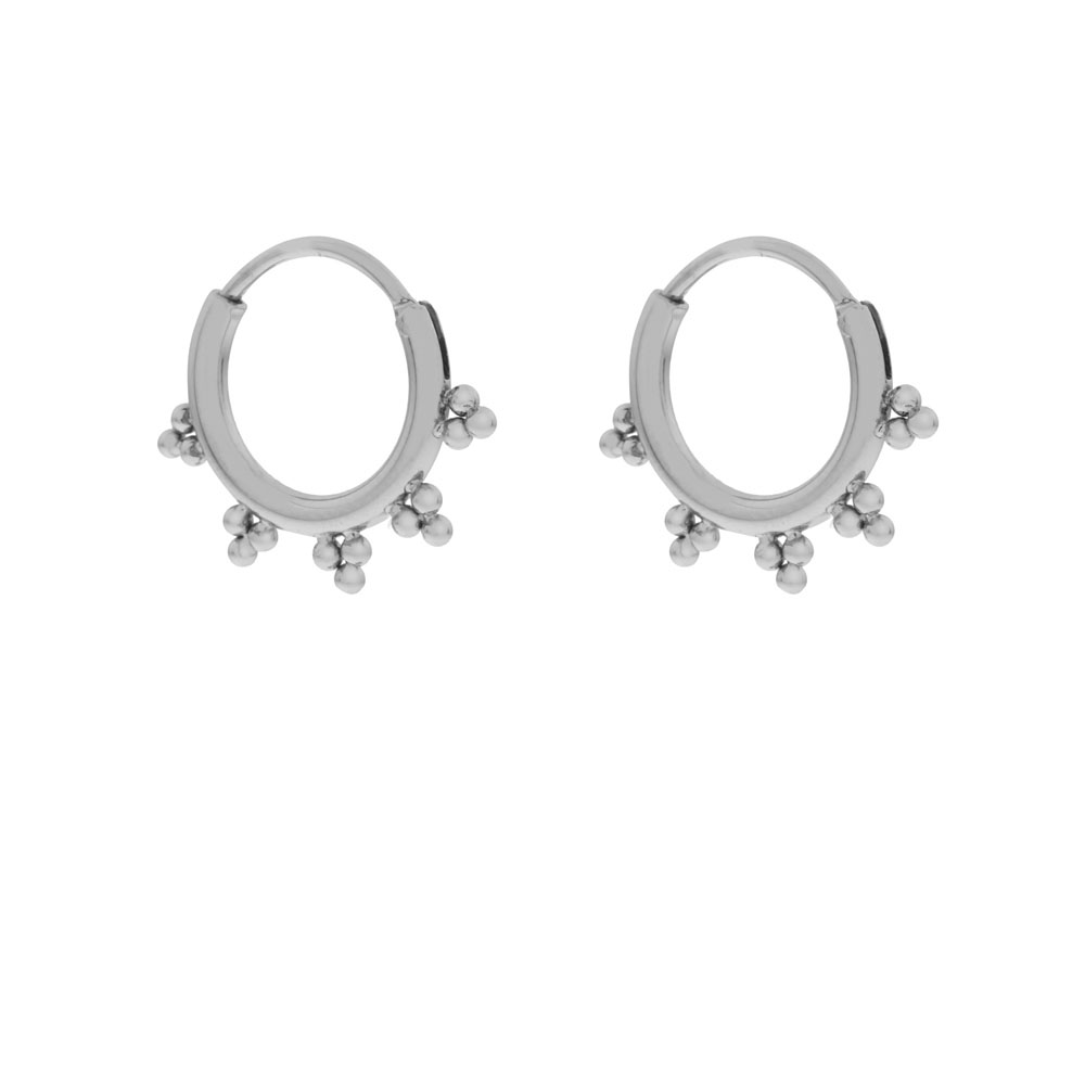 Earrings hoop 3 dots silver