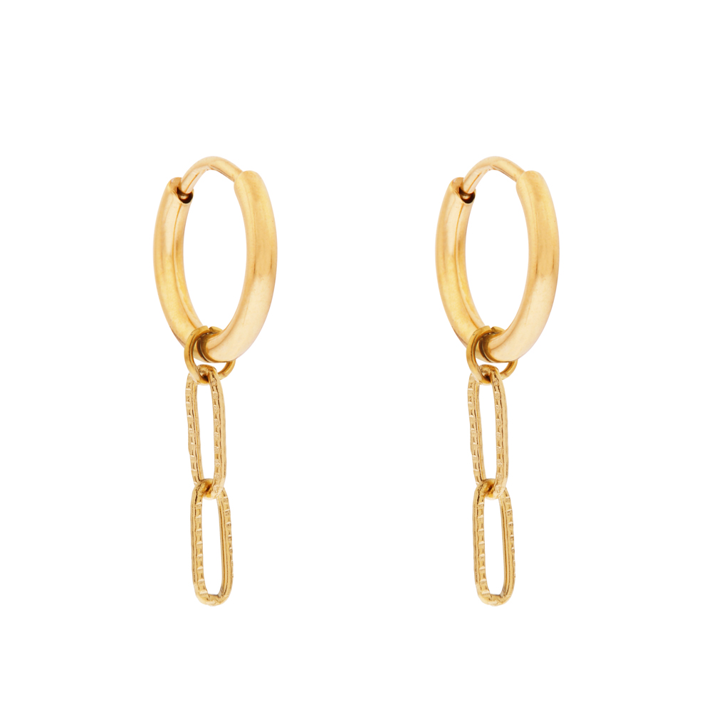 Earrings small with pendant ovals gold