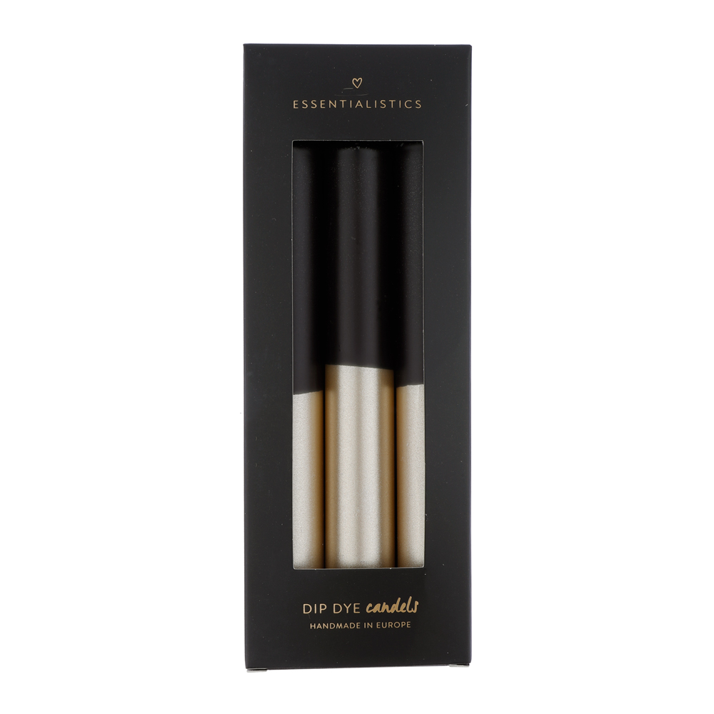 Dip dye dinerkaars 3 stuks black/champagne Dip dye dinerkaars 3 stuks black/champagne