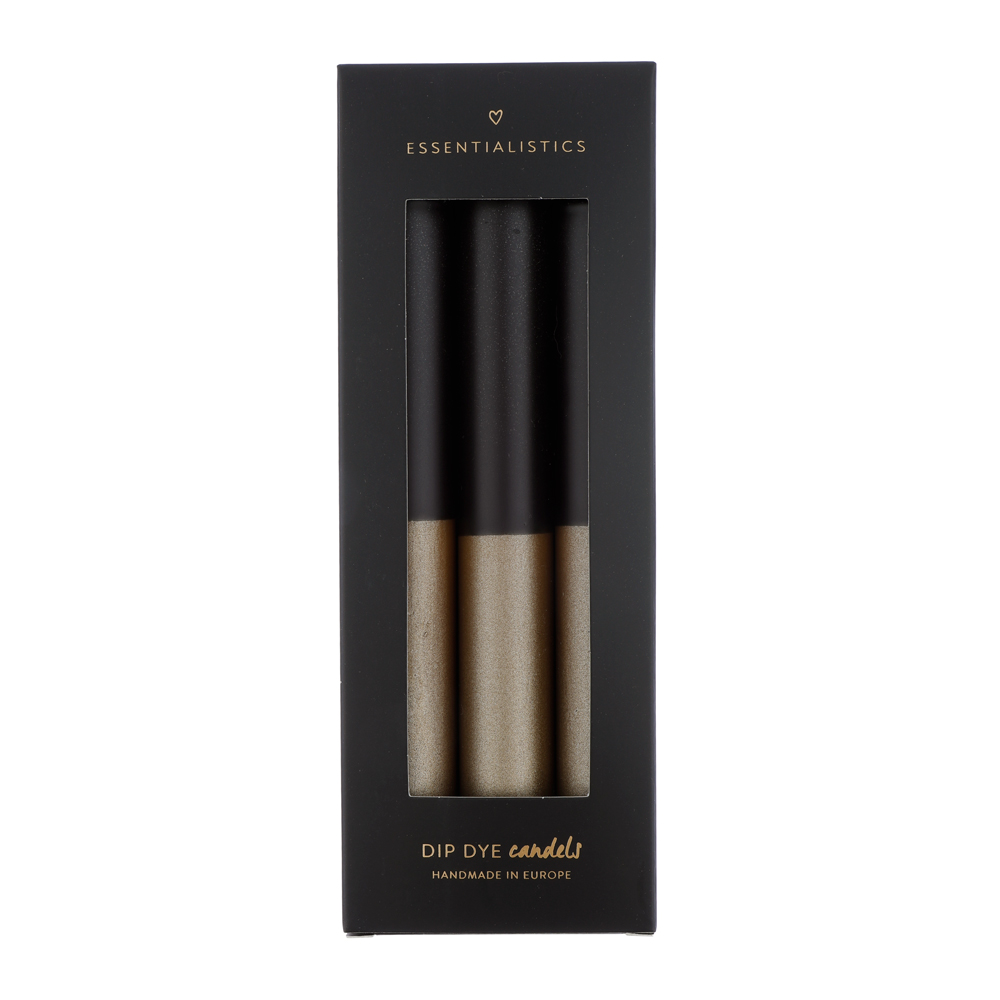 Dip dye dinerkaars 3 stuks black/goud Dip dye dinerkaars 3 stuks black/goud