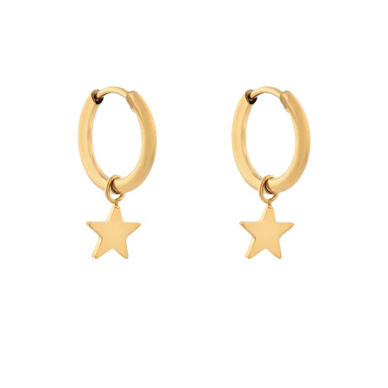 Earrings small with pendant star small gold