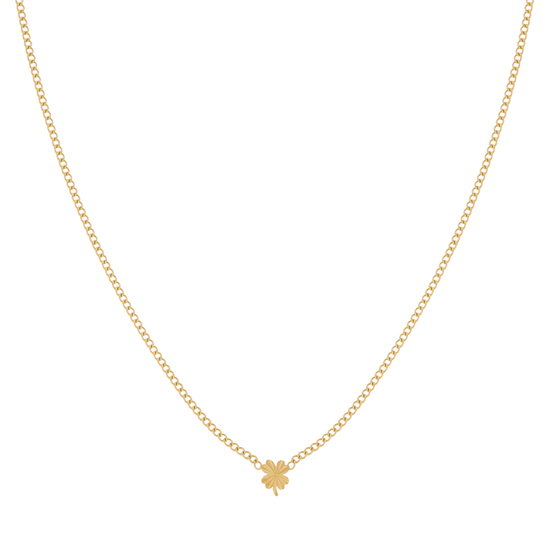 Ketting gevlamd klavertje goud Ketting gevlamd klavertje goud