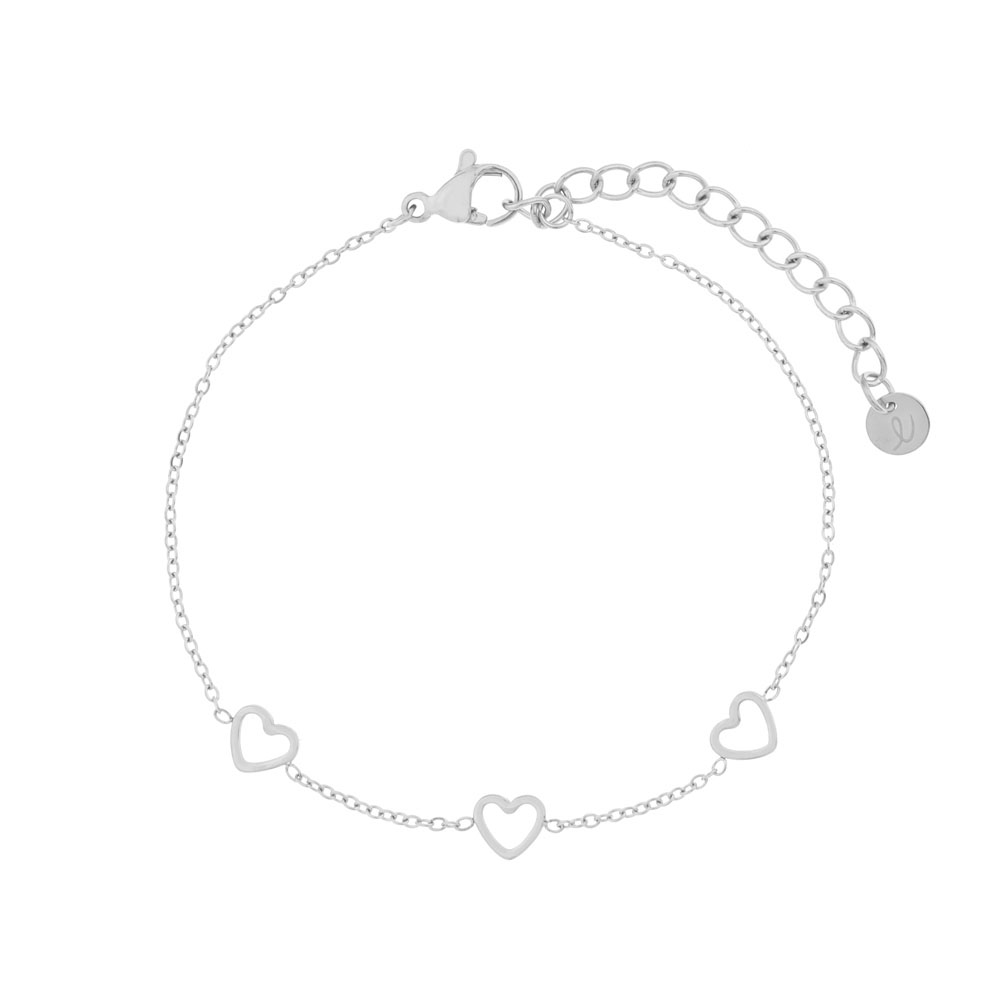 Bracelet 3 open hearts silver