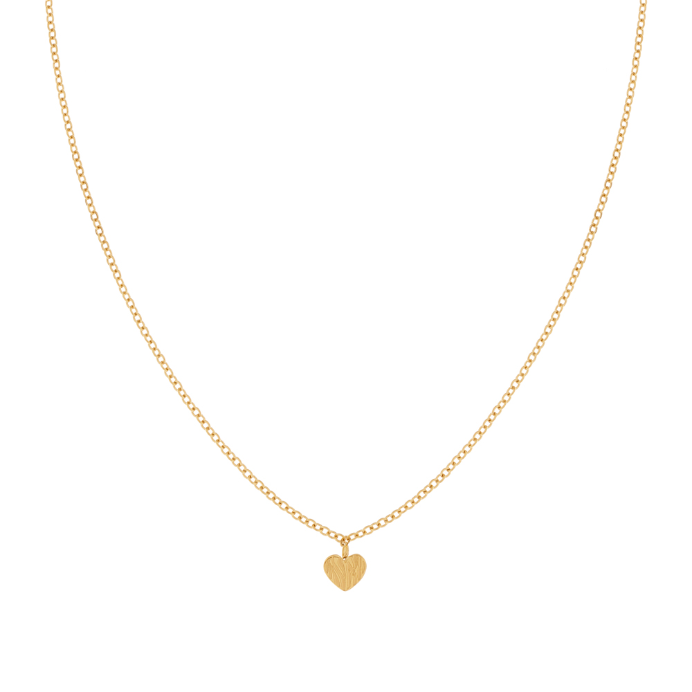 Necklace textured heart gold