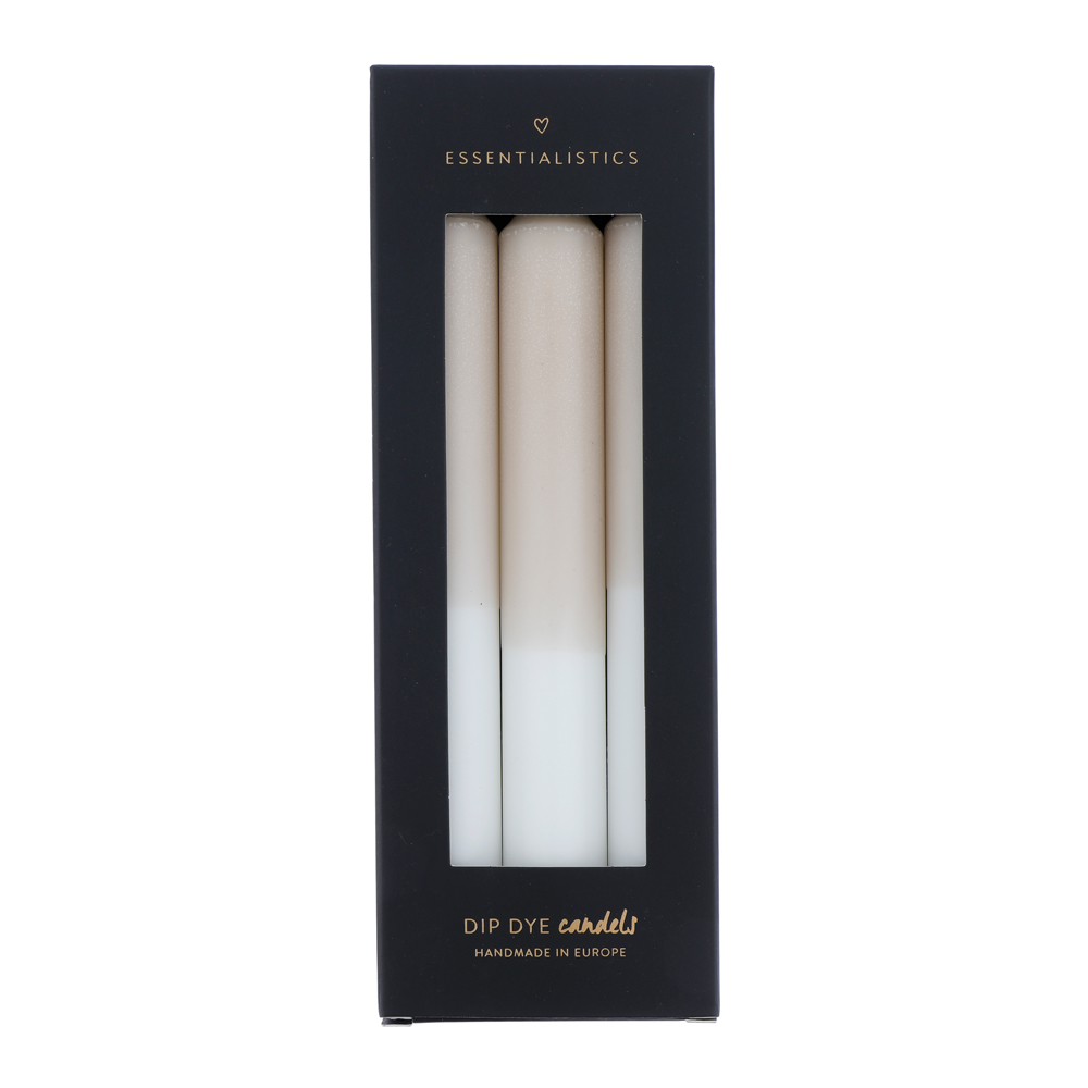 Dip dye dinner candle 3 pieces beige white