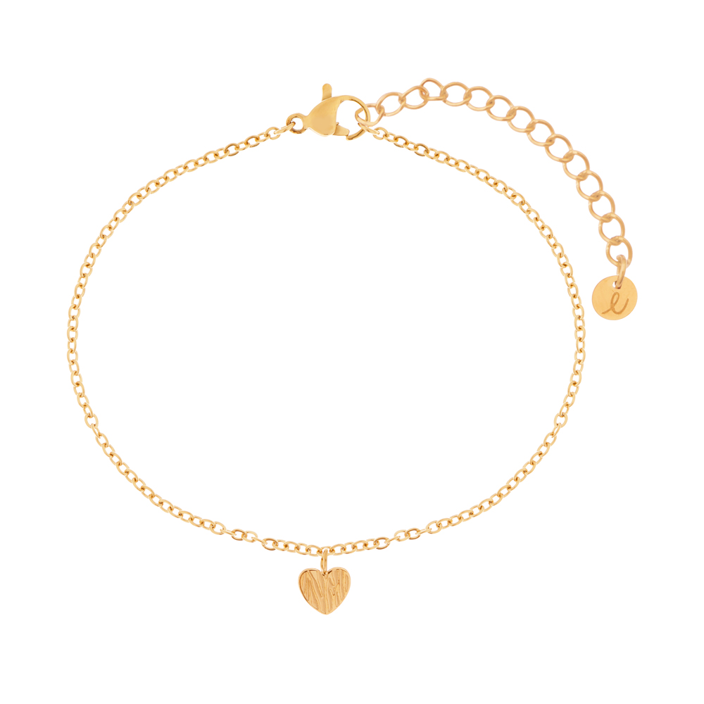 Bracelet textured heart gold