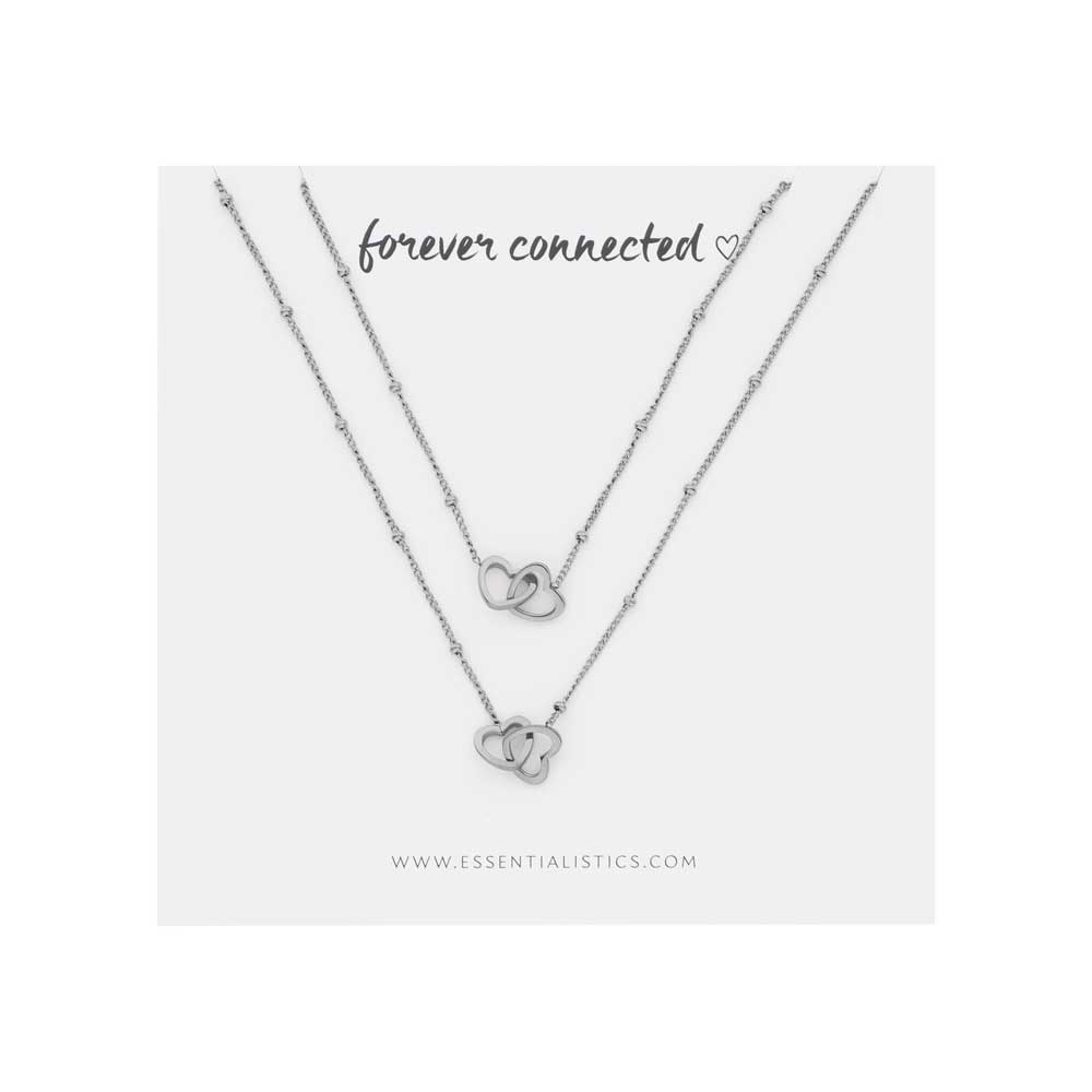 Necklace set share - Forever connected - hearts - silver