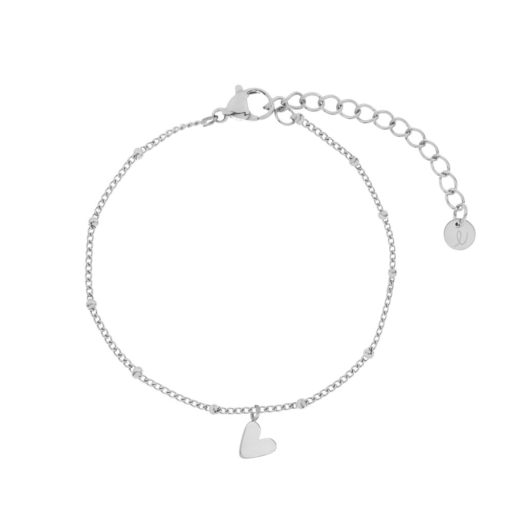 Bracelet charm tilted heart silver