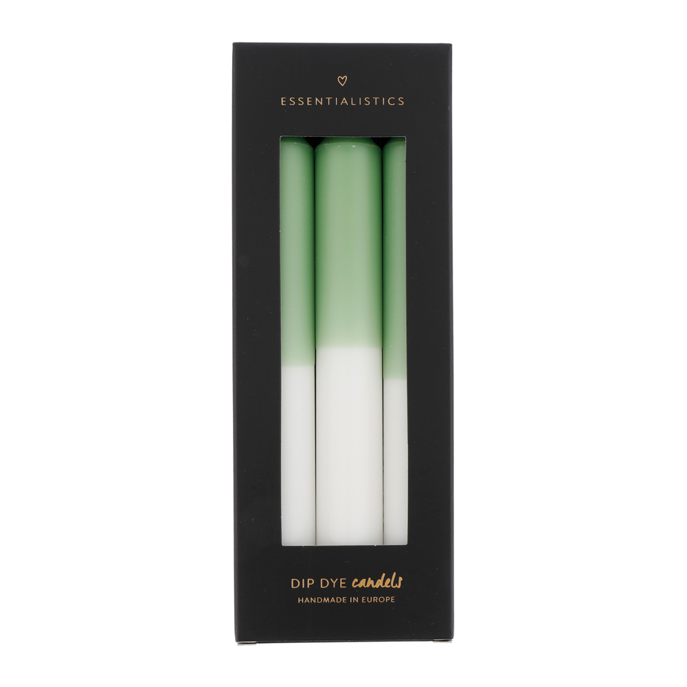 Dip dye dinner candle 3 pieces light green white