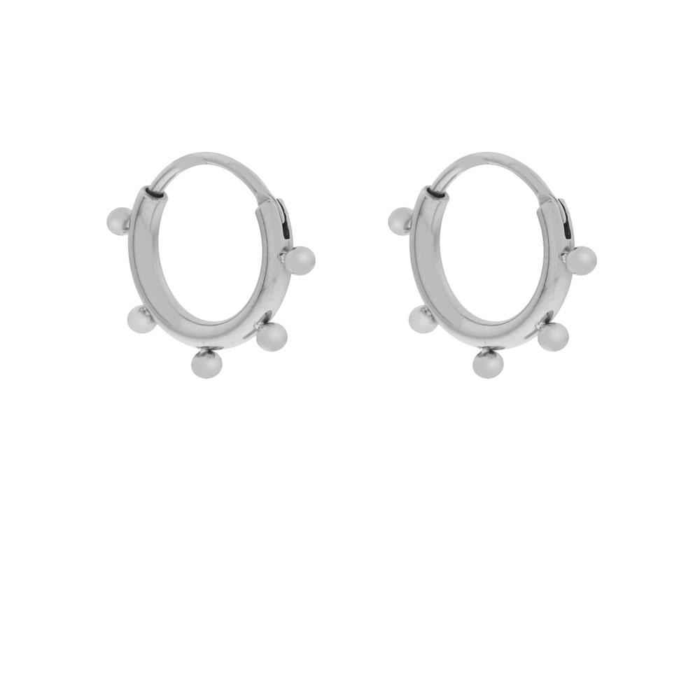 Earrings hoop dots silver