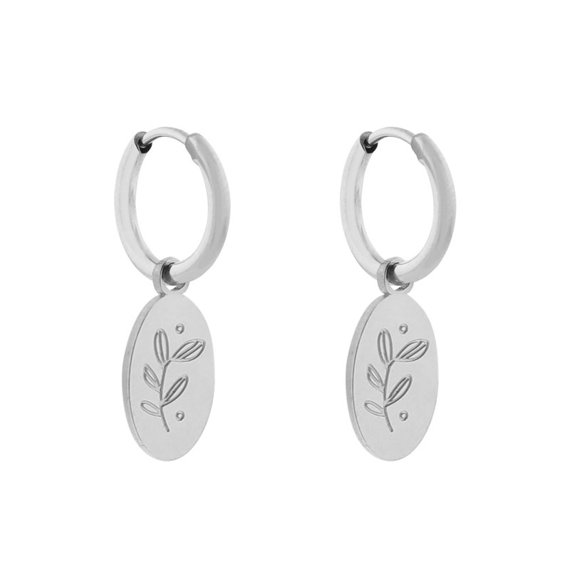 Earrings small with pendant twig silver