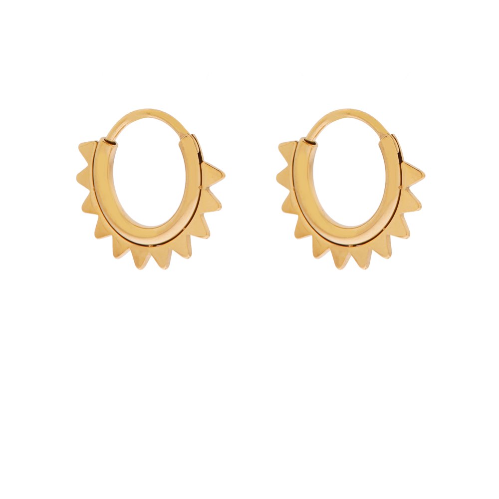 Earrings hoop spikes gold