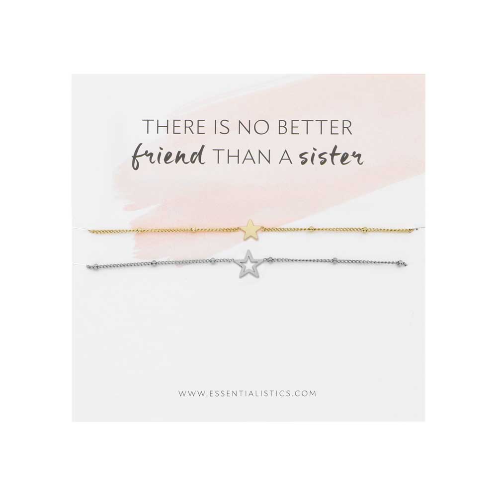 Bracelet set share - sisters - stars - gold and silver