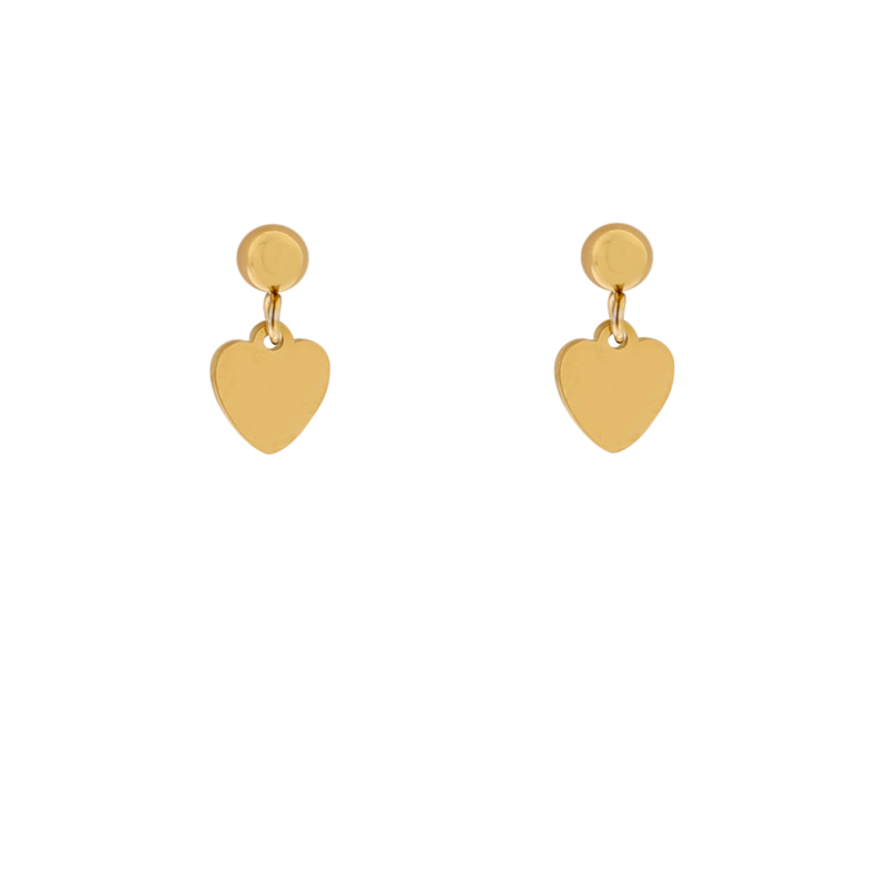 Stud earrings with charm heart gold