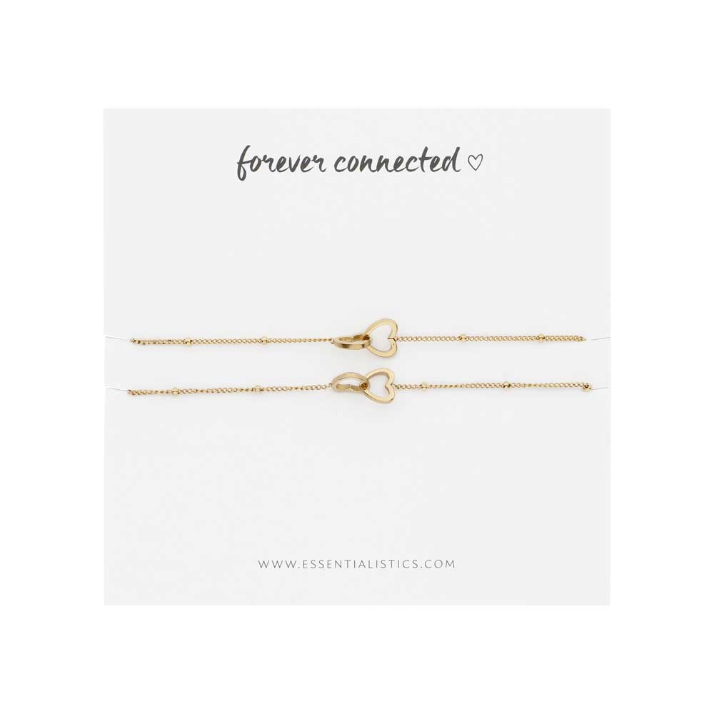 Bracelet set share - forever connected - hearts - gold