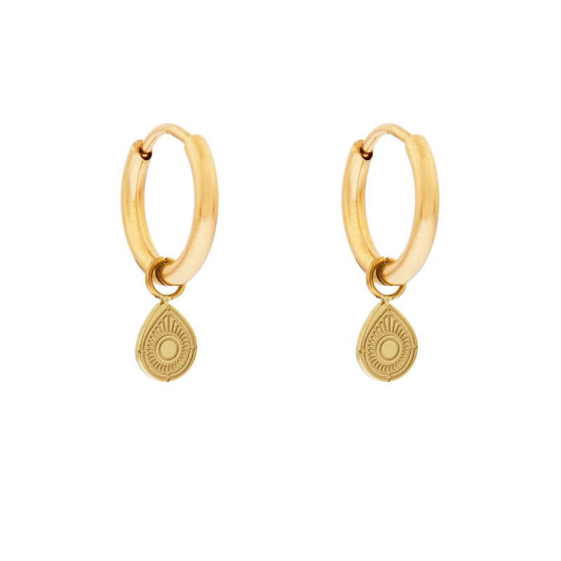 Earrings small with pendant drop figure gold