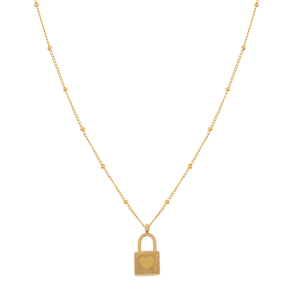Necklace with pendant lock gold