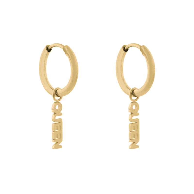 Earrings small with pendant queen gold