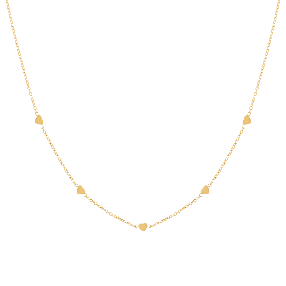 Ketting mini hartjes goud