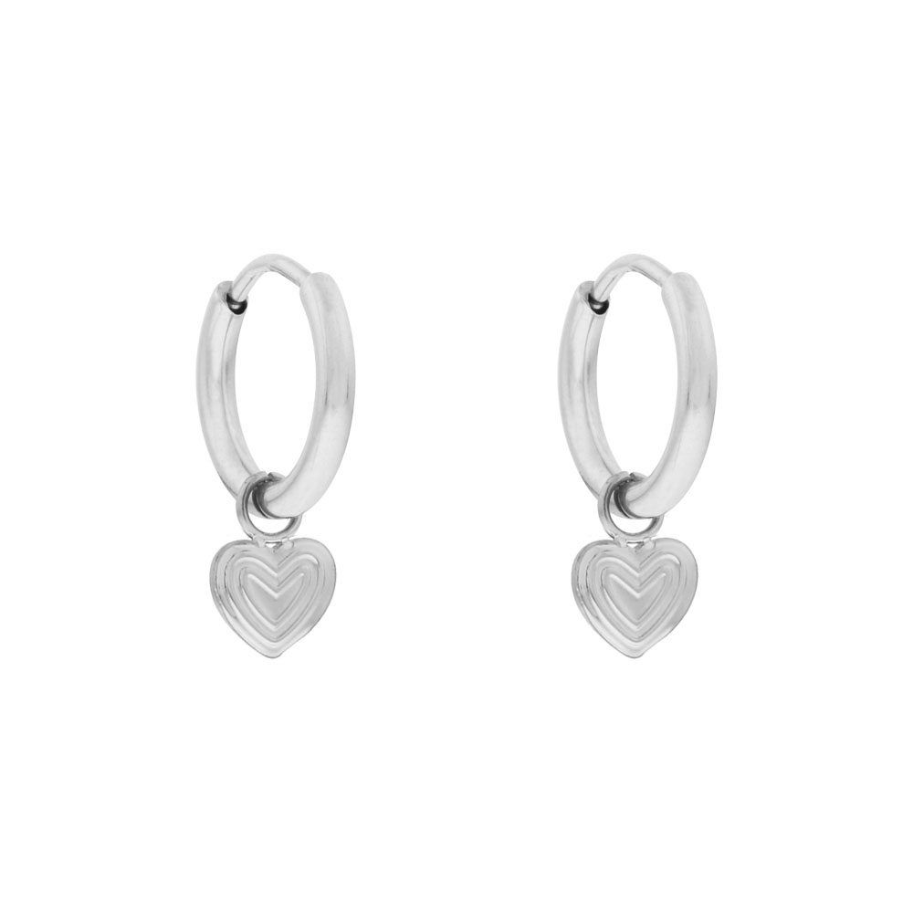 Earrings small with pendant heart in heart