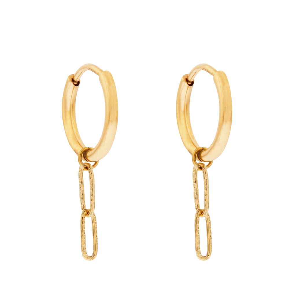 Earrings large with pendant ovals gold Earrings large with pendant ovals gold