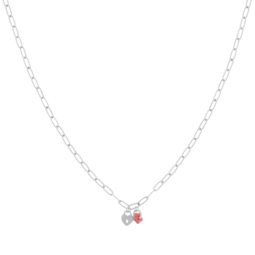 Ketting minimalistisch flower lock roze