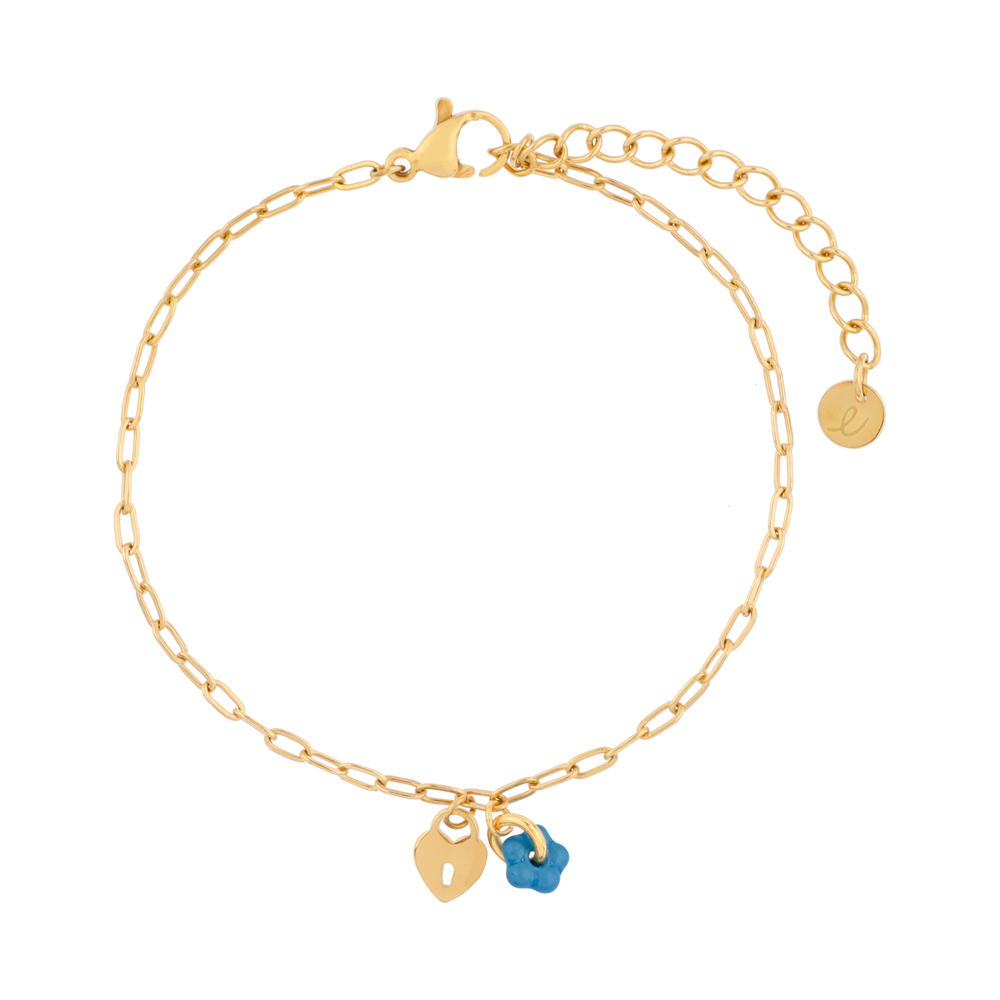 Bracelet fine flower lock blue