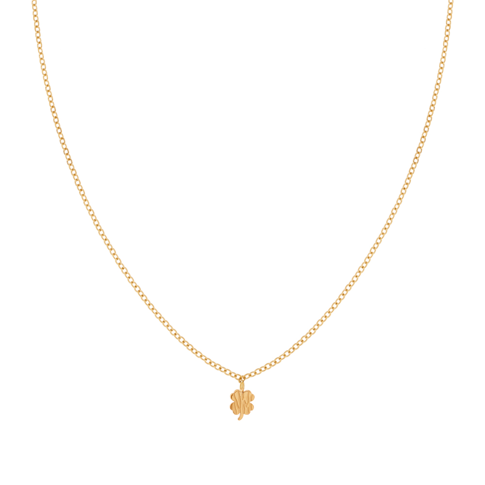 Necklace textured clover gold