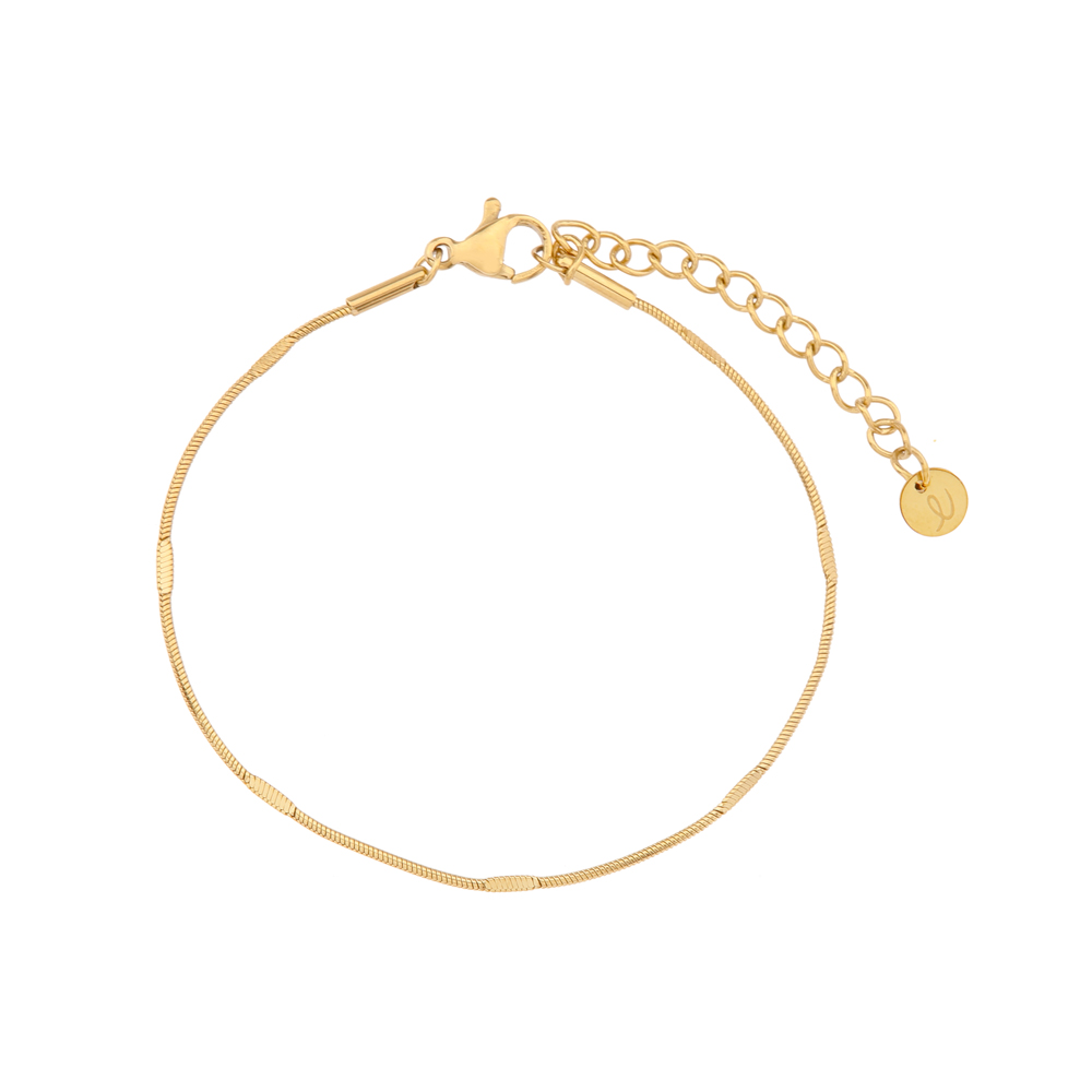 Bracelet basic flat with tubes gold