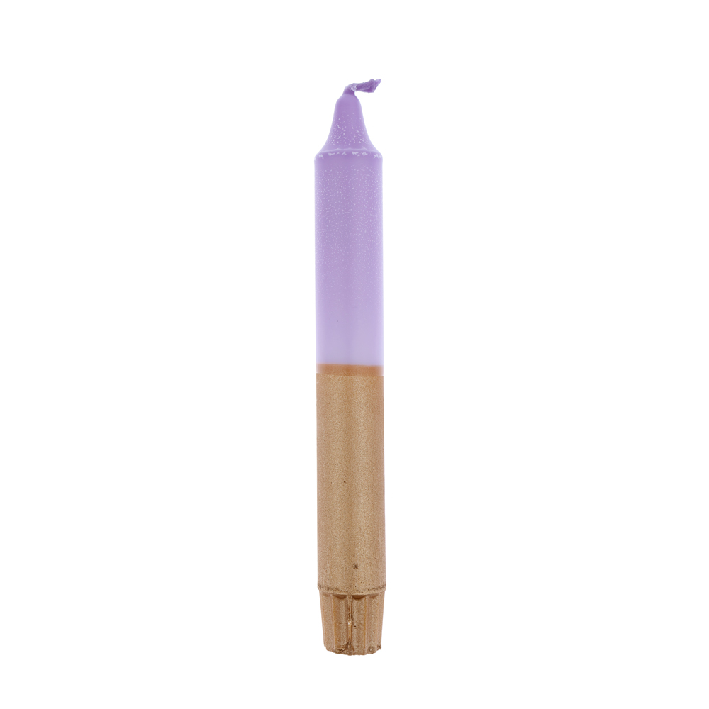 Dip dye dinner candle lilac gold