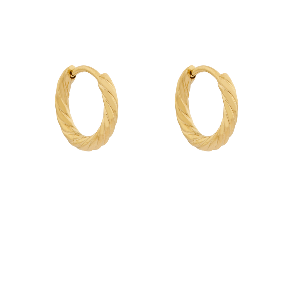 Earrings hoop stripes small gold