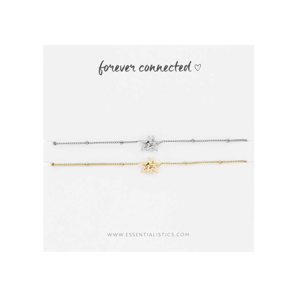 Bracelet set share - forever connected - stars - silver and gold
