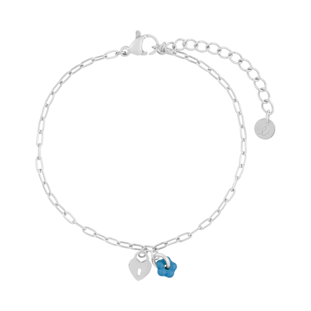 Bracelet fine flower lock blue