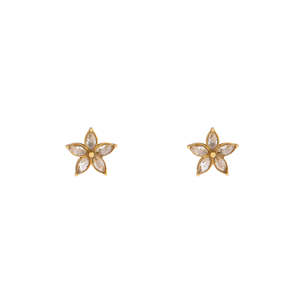 Stud earrings stones flower gold