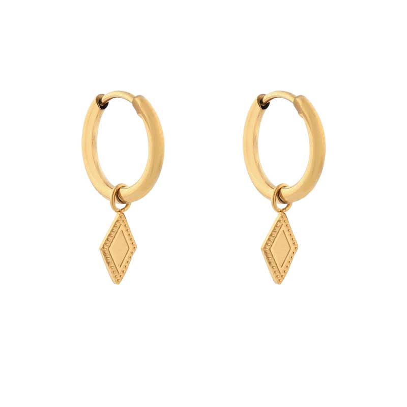 Earrings small with pendant diamond figure gold