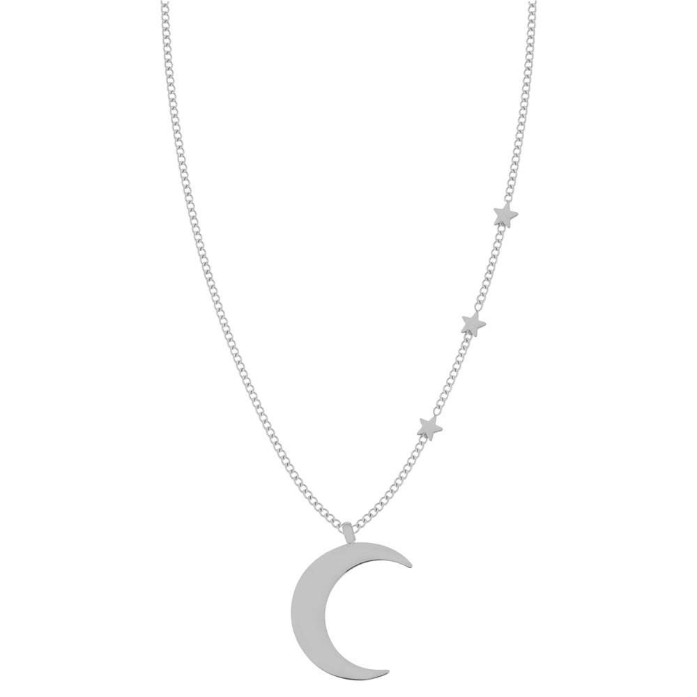 Necklace with pendant moon and stars silver